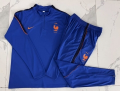 26-27 France Color Blue Thailand Soccer Tracksuit-815