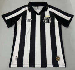 (S-4XL) 26-27 Santos FC Away Black&White Stripes Thailand Soccer Jersey AAA-5668