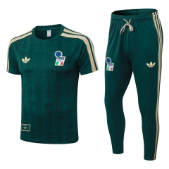 (S-4XL) 26-27 Italy Green Short-sleeved Thailand Soccer Tracksuit -9926