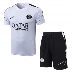 26-27 Paris SG White Short-sleeve Thailand Soccer Tracksuit -815