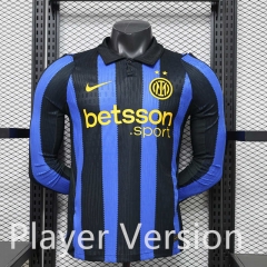 (S-3XL) Player Version 26-27 Inter Milan Home Blue&Black LS Thailand Soccer Jersey AAA-888