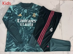 26-27 Real Madrid Dark Green Inkjet  Kids/Youth Soccer Tracksuit-815