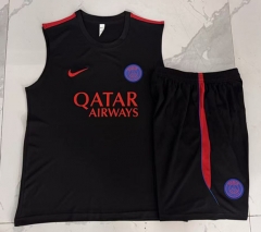 26-27 Paris SG Black Thailand Soccer Vest Tracksuit -815