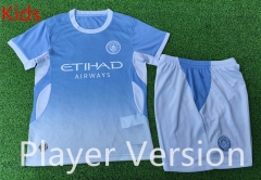 Players Version 26-27 Manchester City Home Blue Kid/Youth Soccer Uniform-9926
