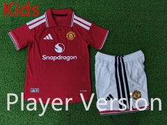 Player Version 26-27 Manchester United Home Red Kids/Youth Soccer Uniform-9926