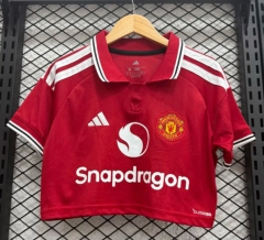26-27 Manchester United Home Red Navel Revealing Style Women Soccer Jersey-CS