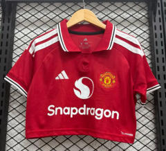 26-27 Manchester United Home Red Navel Revealing Style Women Soccer Jersey-CS