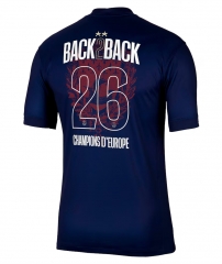 (S-4XL) With 2 Stars Champion Version 25-26 Paris Home Blue Thailand Soccer Jersey AAA