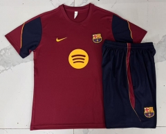26-27 Barcelona Maroon Short-Sleeve Thailand Soccer Tracksuit-815
