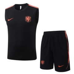 26-27 Netherlands Black Thailand Vest Soccer Tracksuit-815