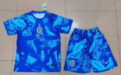 26-27 England Goalkeeper Blue Soccer Uniform-718