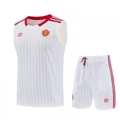 26-27 Retro Version Manchester United White&Red Thailand Soccer Vest-418
