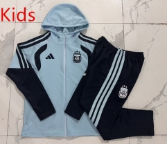 26-27 Argentina Blue Hooded Kids/Youth Soccer Jacket Uniform-815