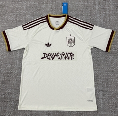 (S-4XL) 26-27 Collaboration Spain White Thailand Soccer Jersey AAA-4506