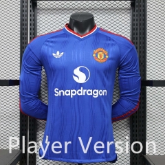 (S-3XL) Player Version 26-27 Manchester United Away Blue LS Thailand Soccer Jersey-888