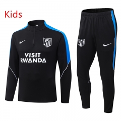 26-27 Atletico Madrid Black Kids/Youth Soccer Tracksuit-411