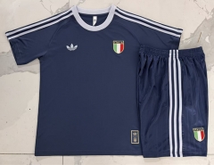26-27 Italy Dark Blue Short-Sleeve Thailand Soccer Tracksuit-815