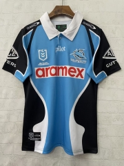 (S-7XL) 2026 Sharks Blue&Black Thailand Rugby Shirt