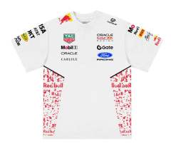 (S-5XL) 2026 Red Bull White Round Collar Formula One Racing Suit