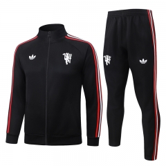 26-27 Manchester United Black Thailand Soccer Jacket Uniform-815
