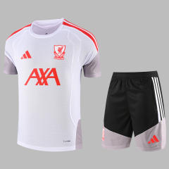 26-27 Liverpool White Thailand Short-sleeved Soccer Tracksuit-GDP