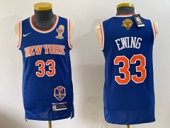 (Logo 3) Champions Version New York Knicks #33 Blue NBA Jersey-0840