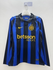 (S-4XL) 26-27 Inter Milan Home Blue&Black LS Thailand Soccer Jersey AAA-9268