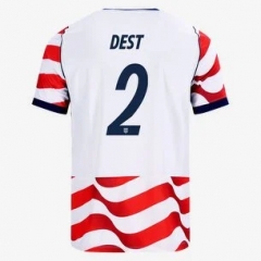 (S-4XL) 26-27 USA Home Red&White DEST #2 Thailand Soccer Jersey AAA