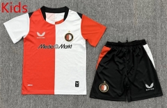 26-27 Feyenoord Rotterdam Home Red&White Kids/Youth Soccer Uniform-3162