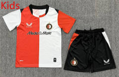 26-27 Feyenoord Rotterdam Home Red&White Kids/Youth Soccer Uniform-3162