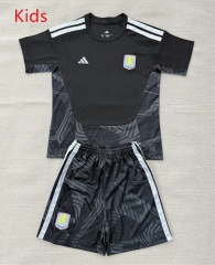 26-27 Aston Villa Goalkeeper Black Kids&Youth Soccer Uniform-AY