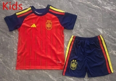 26-27 2 Stars Spain Home Red Kids/Youth Soccer Uniform-2353