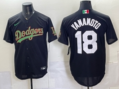 (Logo4)Los Angeles Dodgers #18 Black MLB Jersey-0840
