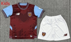 26-27 West Ham United Home Maroon Kids/Youth Soccer Uniform-3162