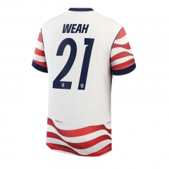 (S-4XL) 26-27 USA Home Red&White WEAH #21 Thailand Soccer Jersey AAA