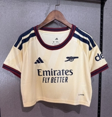 26-27 Arsenal Away Yellow Women Navel-revealing style Soccer Jersey-7411