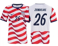 (S-4XL) 26-27 USA Home Red&White ZENDEJAS #26 Thailand Soccer Jersey AAA