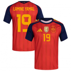 (S-4XL)(With FIFA)26-27 2 Stars Spain Home Red (LAMINE YAMAL #19)Thailand Soccer Jersey AAA