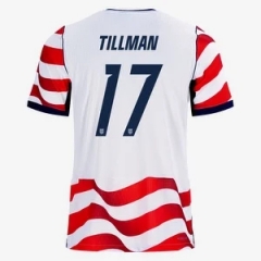 (S-4XL) 26-27 USA Home Red&White TILLMAN #17 Thailand Soccer Jersey AAA