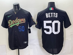 (Logo1)Los Angeles Dodgers #50 Black MLB Jersey-0840