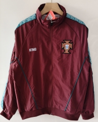 26-27 Portugal Maroon Single-sided Embroidered Soccer Trench Coat-0255