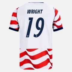 (S-4XL) 26-27 USA Home Red&White WRIGHT #19 Thailand Soccer Jersey AAA