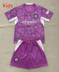 26-27 Manchester City Goalkeeper Pink&Purple Kid/Youth Soccer Uniform-AY