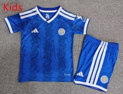 26-27 Leicester City Home Blue Kids/Youth Soccer Uniform-7809