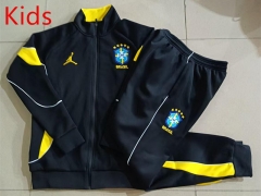 26-27 Brazil Black (Yellow Collar) Kids/Youth Soccer Jacket Uniform-815