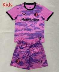26-27 Feyenoord Rotterdam Goalkeeper Pink Kids/Youth Soccer Uniform-AY
