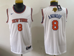 (Logo 3) Champions Version New York Knicks #8 White NBA Jersey-0840