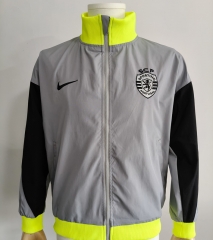 25-26 Sporting Clube de Portugal Grey Single-Sided Embroidery Thailand Trench Coat-0255
