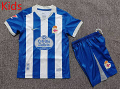 26-27 Deportivo La Coruña Home Blue&White Kids/Youth Soccer Uniform-7809