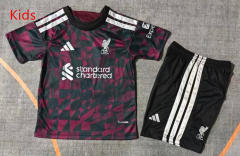26-27 Liverpool 2nd Away Black&Pink Kids/Youth Soccer Uniform-9484